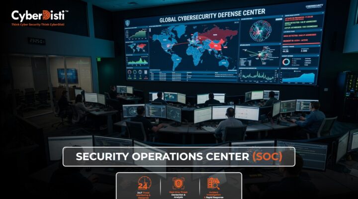 Security Operations Center SOC dashboard with analysts monitoring cybersecurity threats in real time